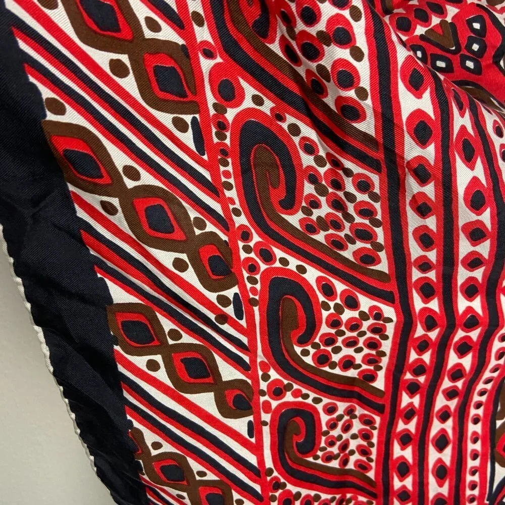 Vintage Square Scarf Abstraction Black Red